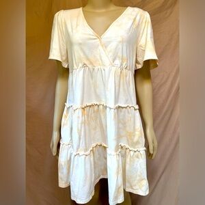 Cream and White Tiered Dress